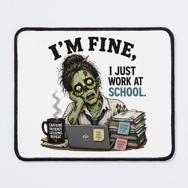 Item preview, I’m Fine I Just Work at School – Funny Zombie Teacher School Life Gift designed and sold by SVALANART.