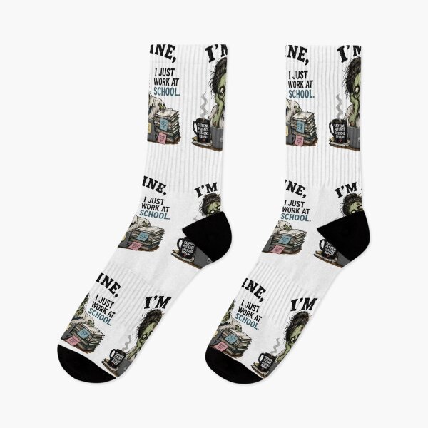 Item preview, I’m Fine I Just Work at School – Funny Zombie Teacher School Life Gift designed and sold by SVALANART.