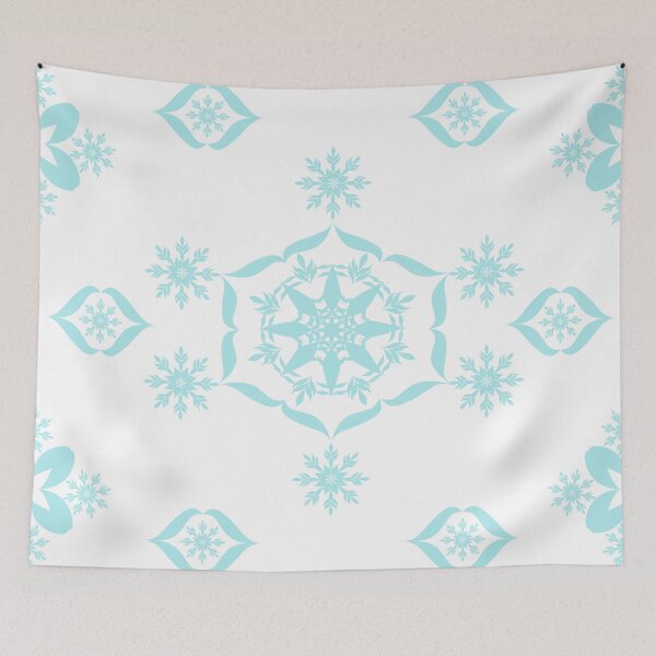 Item preview, Mint Blue Snowflake Decorative Tile Pattern with Floral Geometric Ornaments designed and sold by Ei-Ei.