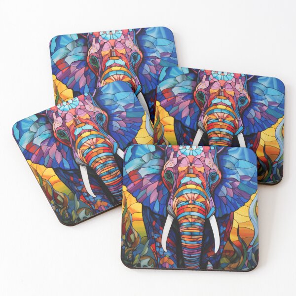 Item preview, Elephant Stained Glass Mosaic designed and sold by pinkal.