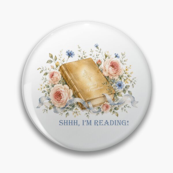 Item preview, Austen Shhh I'm reading Floral watercolor Book lover designed and sold by Anne Londez Studio.