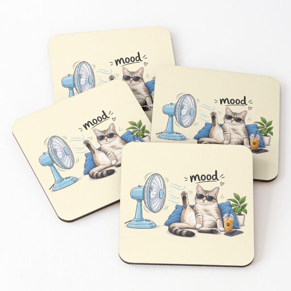 Item preview, Cool Cat Relaxing by the Fan – Funny Summer Cat designed and sold by waikibi ⭐⭐⭐⭐⭐.