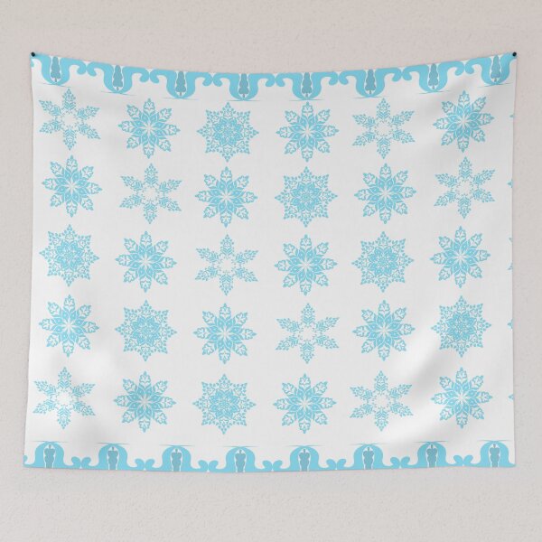 Item preview, Winter Snowflake Pattern with Decorative Top and Bottom Borders in Light Blue designed and sold by Ei-Ei.