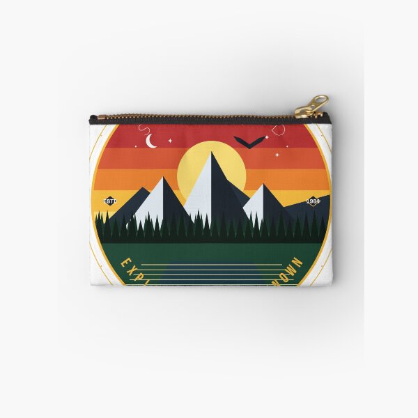 Item preview, Stay Wild Mountain Adventure - Vintage 70s Retro Sunset Hiking Badge designed and sold by GSideArtStore.