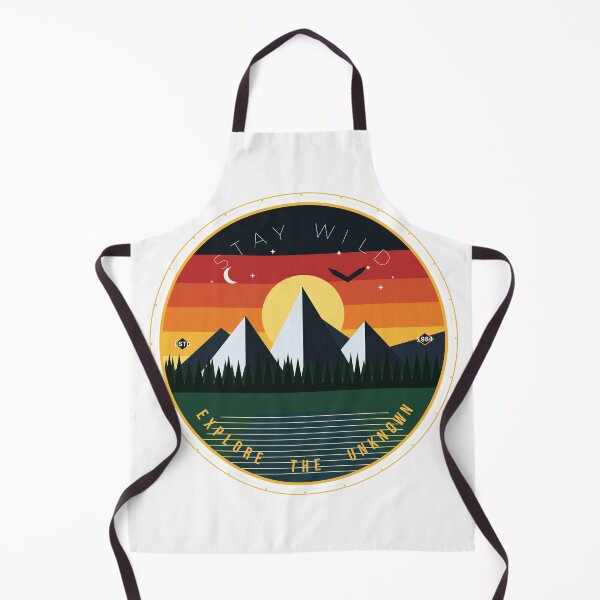 Item preview, Stay Wild Mountain Adventure - Vintage 70s Retro Sunset Hiking Badge designed and sold by GSideArtStore.