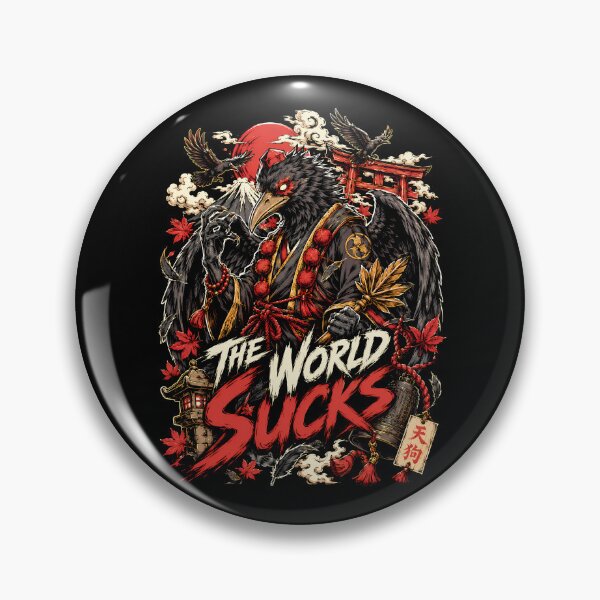 Item preview, Karasu Tengu Crow Demon The World Sucks Metal Shirt designed and sold by Tong4130.