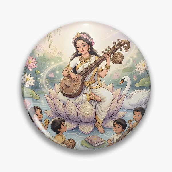 Item preview, Goddess Saraswati Teaching Music to Children designed and sold by hutofdesigns.
