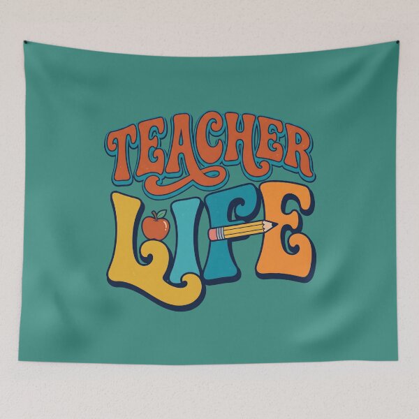 Item preview, Teacher Life Retro Typography. designed and sold by MyHappyArtShop.