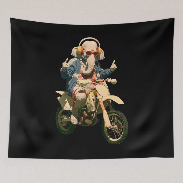 Item preview, Cool Elephant Riding White Motocross Dirt Bike Pop Art designed and sold by PANNARUK THAILAND.