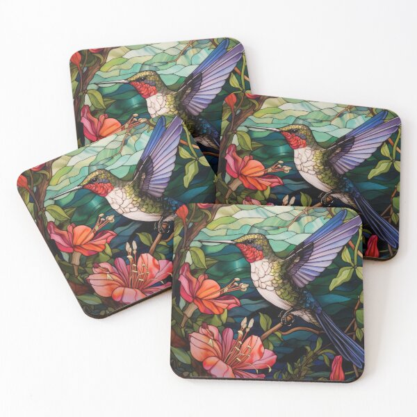 Item preview, Hummingbird Stained Glass Floral designed and sold by pinkal.