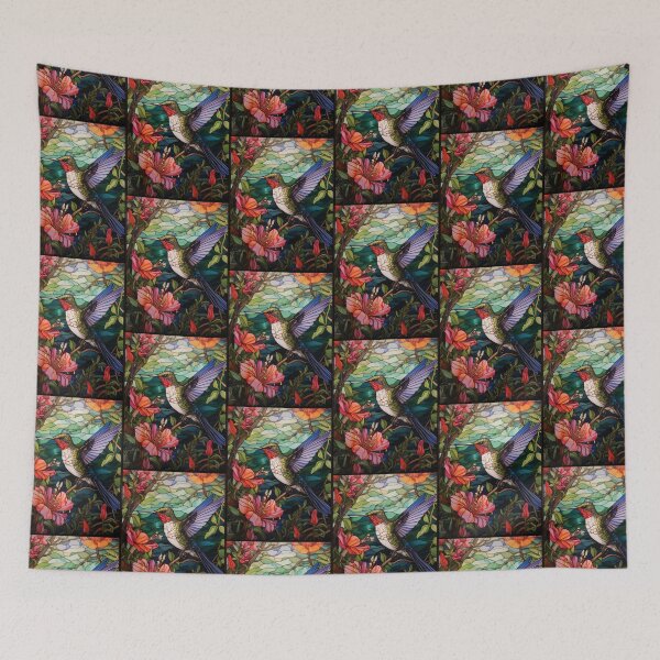 Item preview, Hummingbird Stained Glass Floral designed and sold by pinkal.