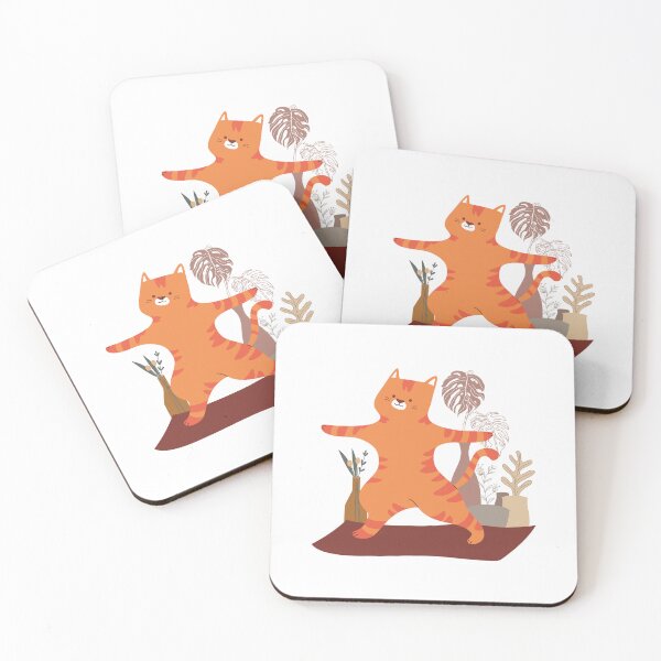 Item preview, Cute Orange Cat Yoga Pose with Tropical Plants designed and sold by yuki-hana.