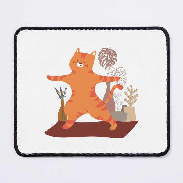 Item preview, Cute Orange Cat Yoga Pose with Tropical Plants designed and sold by yuki-hana.