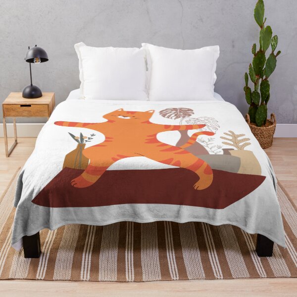 Item preview, Cute Orange Cat Yoga Pose with Tropical Plants designed and sold by yuki-hana.