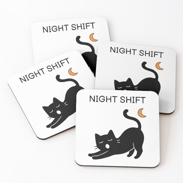 Item preview, Night Shift Funny Halloween Black Cat  designed and sold by FUEGO & NOX.