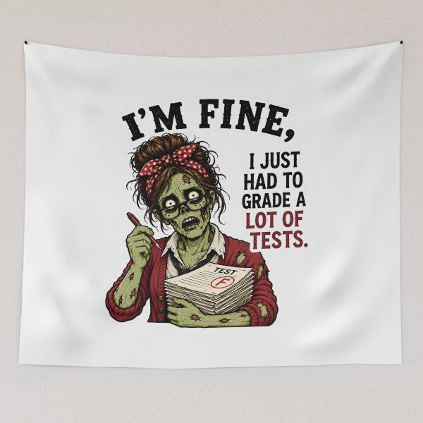 Item preview, I’m Fine I Just Had to Grade a Lot of Tests – Funny Zombie Teacher Grading Humor designed and sold by SVALANART.