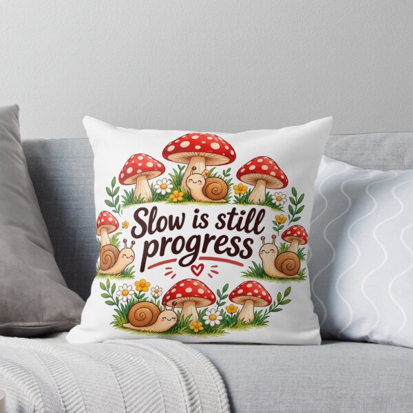 Item preview, Slow Is Still Progress – Cute Snails & Mushrooms Cottagecore Design designed and sold by Cartoon art with a purpose ❤️ Supporting Althea’s friends .