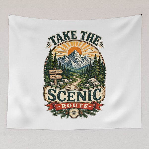 Item preview, Take The Scenic Route Hiking Mountain Outdoor designed and sold by Haji  Kamora.
