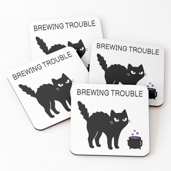 Item preview, Brewing Trouble Funny Halloween Black Cat  designed and sold by FUEGO & NOX.