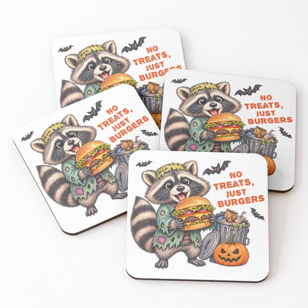 Item preview, No Treats Just Burgers Funny Halloween Raccoon Design designed and sold by Buli89.