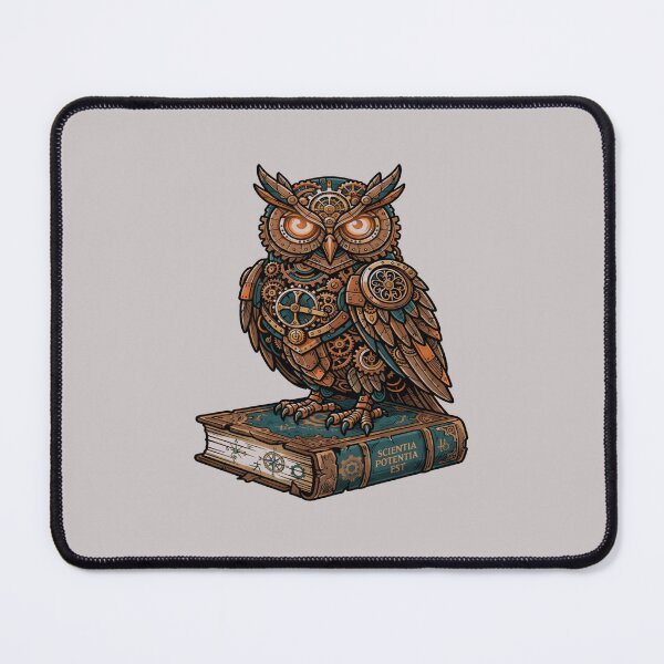Item preview, Steampunk Owl on Books Wise Bird Mechanical Art designed and sold by DailySparks.