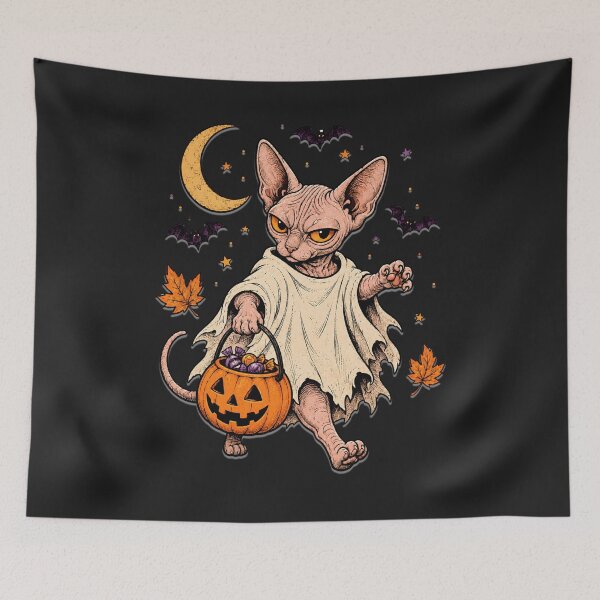 Item preview, Vintage Sphynx Cat Ghost Costume Halloween Pumpkin designed and sold by JerdbordinShop.
