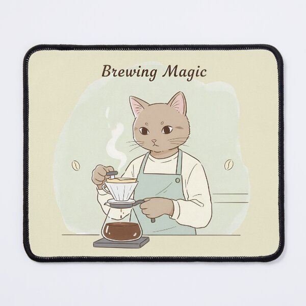 Item preview, Brewing Magic - Cute Barista Cat Pour Over Coffee Graphic T-Shirt designed and sold by ManggaeJM.