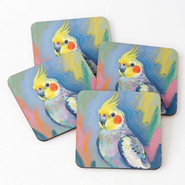 Item preview, Colorful expressive cockatiel in bold brushstrokes designed and sold by Ponted.