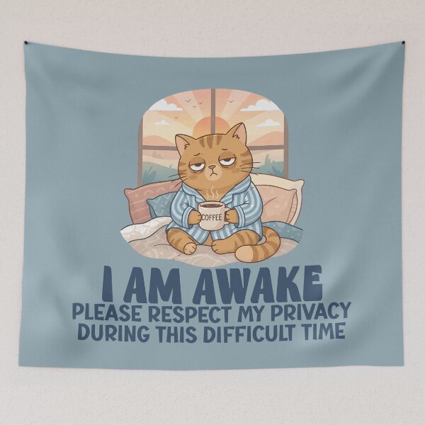 Item preview, I Am Awake Please Respect My Privacy Funny Cat Introvert designed and sold by Colorfulman.