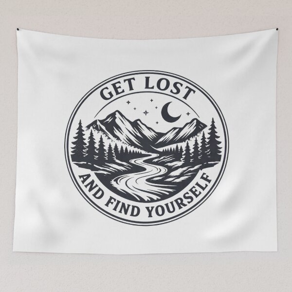 Item preview, Get Lost and Find Yourself – Adventure Badge Design designed and sold by GabeMountainArt.