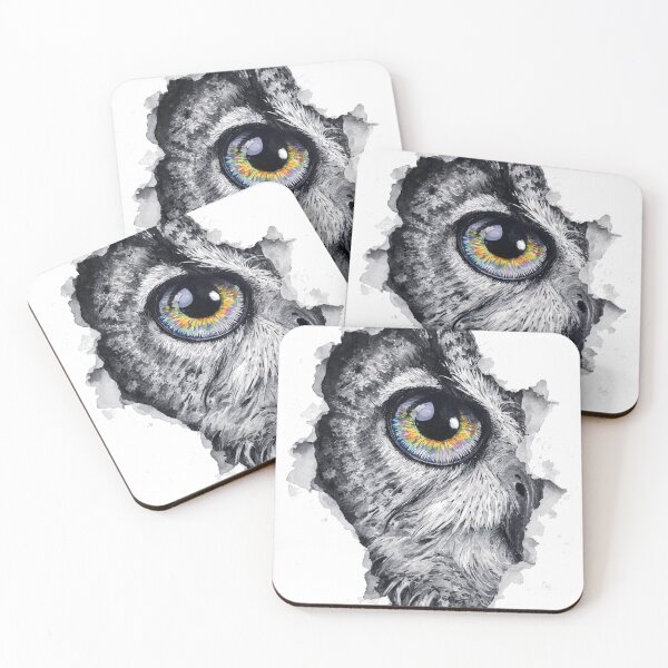 Item preview, Owl Ink Portrait with Vibrant Rainbow Eye designed and sold by digital.stickerperso.com.