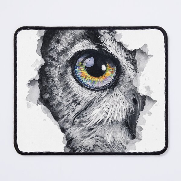 Item preview, Owl Ink Portrait with Vibrant Rainbow Eye designed and sold by digital.stickerperso.com.