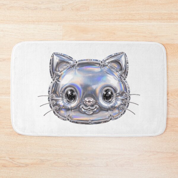 Item preview, Puffy Inflated Chrome Cat Face designed and sold by Teeny Quities.