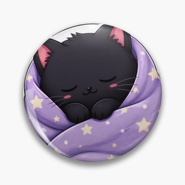 Item preview, Sleepy Black Cat Cozy Blanket – Cute Kawaii Cat Sticker designed and sold by SakuraHQ.