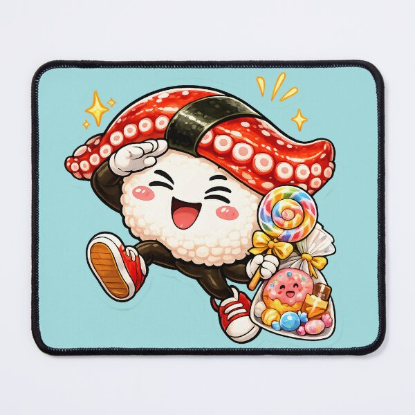 Item preview, Cheerful Tako Sushi – Cute Playful Japanese Food Character designed and sold by OddGarage.