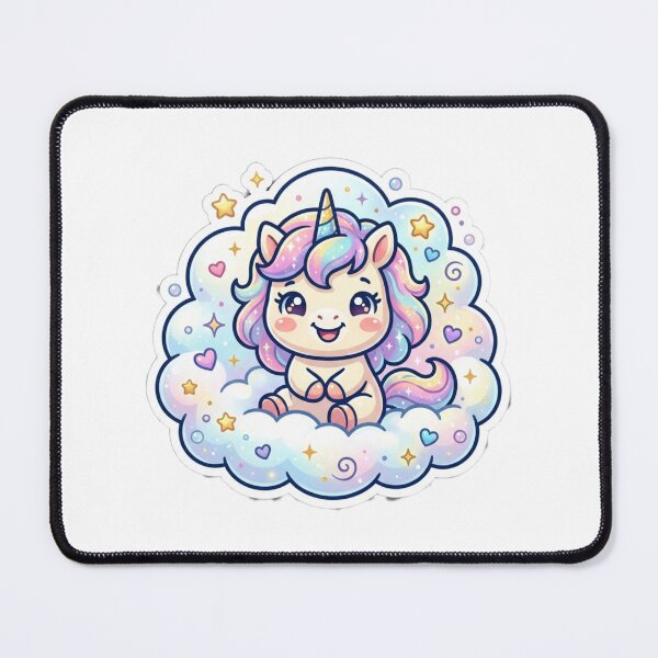 Item preview, Cute Kawaii Baby Unicorn on Magical Cloud designed and sold by Tinydoodlenest .