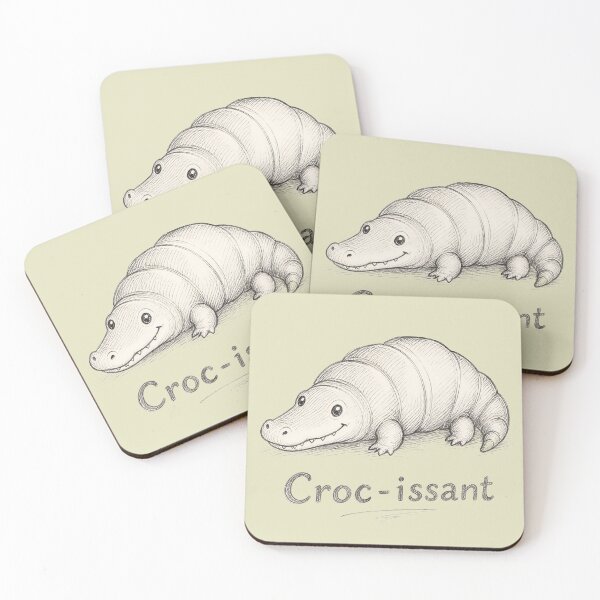 Item preview, Croc-issant - Cute Crocodile Croissant Food Pun designed and sold by ManggaeJM.