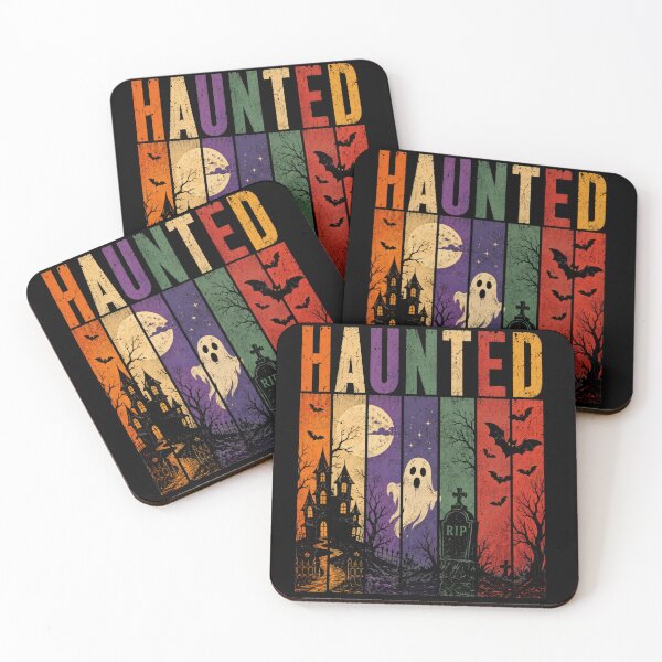 Item preview, Vintage Retro Haunted Halloween T-Shirt Design | Spooky Ghost, Bats & Graveyard designed and sold by PixcelForge.