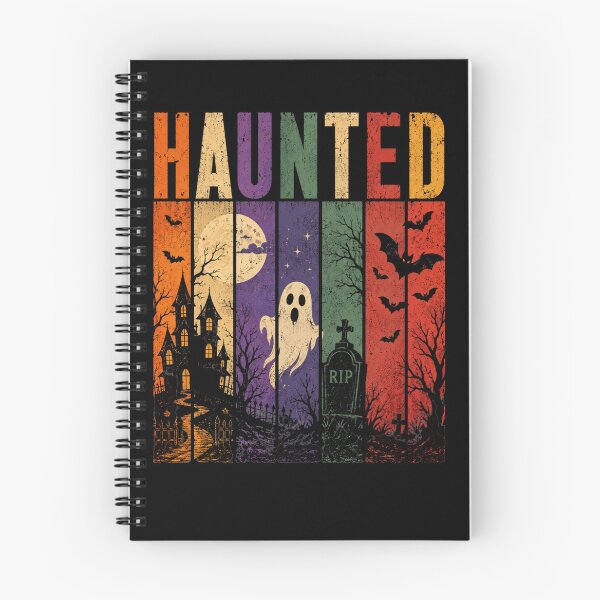Item preview, Vintage Retro Haunted Halloween T-Shirt Design | Spooky Ghost, Bats & Graveyard designed and sold by PixcelForge.