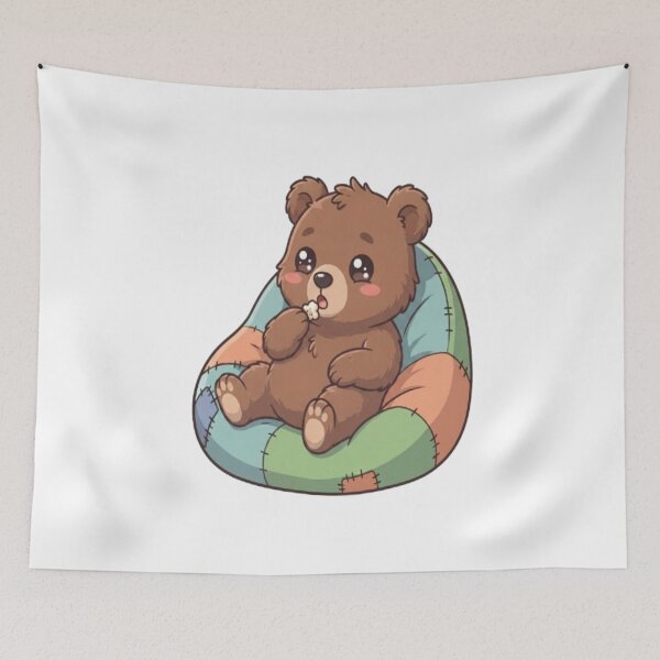 Item preview, Cute Bear In Beanbag Eating Popcorn designed and sold by Ella_Sketch.