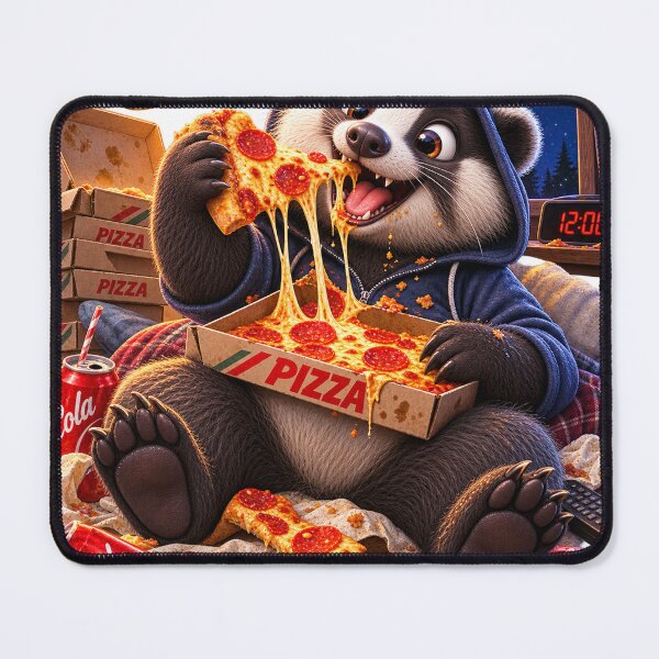 Item preview, Midnight Pizza Badger – Cute Funny Badger Eating Pizza designed and sold by LST-Desings.
