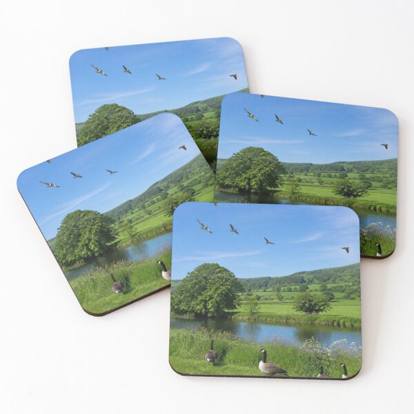 Item preview, Canada Geese Beside Peaceful Countryside Lake And Rolling Green Hills designed and sold by ThatSurreyLife.