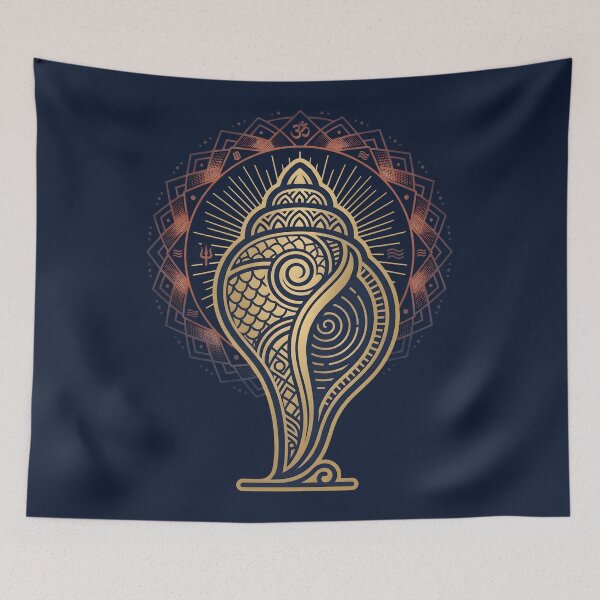 Item preview, Sacred Shankha Conch Mandala Art designed and sold by hutofdesigns.