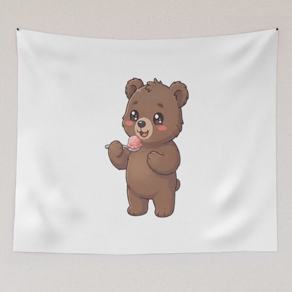 Item preview, Cute Bear Eating Strawberry Ice Cream designed and sold by Ella_Sketch.
