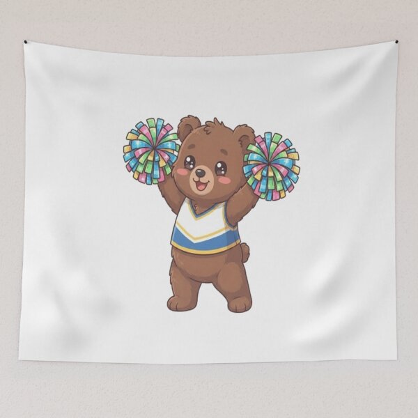 Item preview, Cute Bear Cheerleader With Pompoms designed and sold by Ella_Sketch.