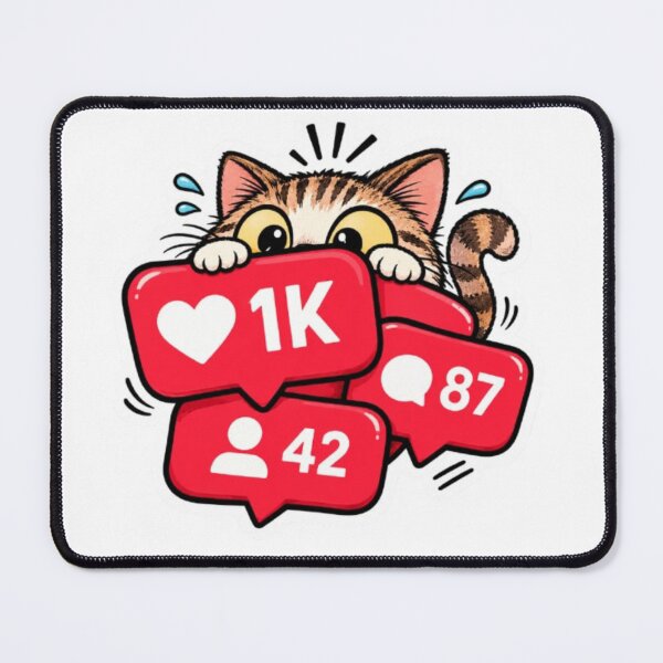 Item preview, Cat Peeking Behind Social Media Notifications designed and sold by Snurly.
