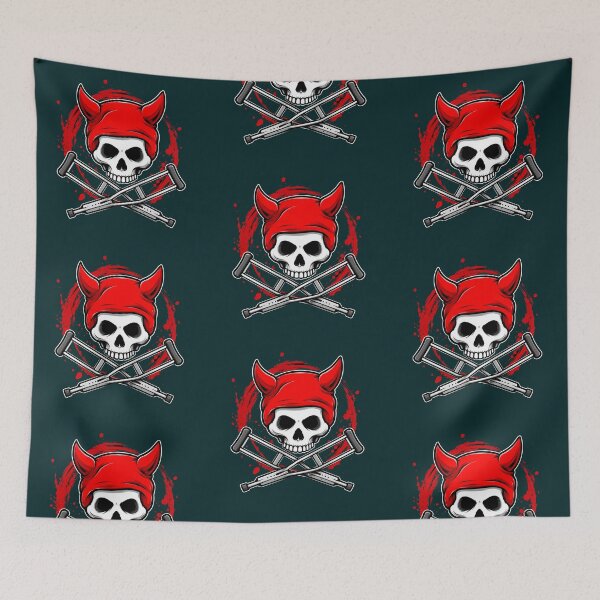 Item preview, Red Devil Skull Crossbones designed and sold by mporioMart000.