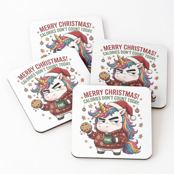 Item preview, Funny Christmas Unicorn Calories Don't Count Sarcastic Foodie Design designed and sold by Sitred123.