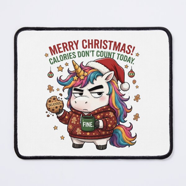 Item preview, Funny Christmas Unicorn Calories Don't Count Sarcastic Foodie Design designed and sold by Sitred123.