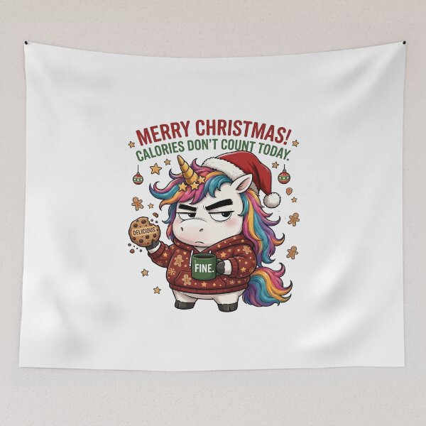 Item preview, Funny Christmas Unicorn Calories Don't Count Sarcastic Foodie Design designed and sold by Sitred123.